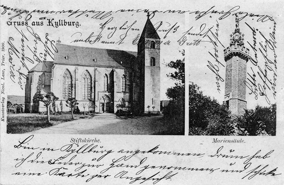 1900-Mehrbildkarte-Stiftskirche-Mariensaeule